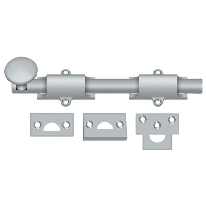 Deltana 8SB26D 8" Surface Bolt; Heavy Duty; Satin Chrome Finish, 1.25" H x 8" W x 1" D, Brushed Chrome