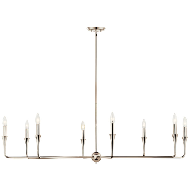 Lustre en acier à intensité variable, Nickel poli, H 23,25 po x l 50 po x P 50 po, 8