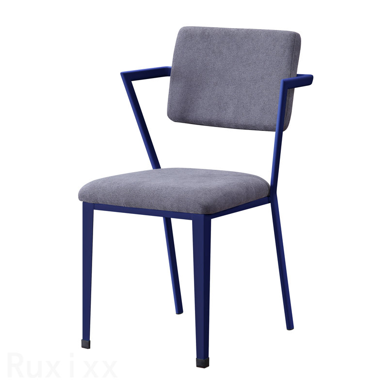 Chaise de bureau rembourrée grise et bleue, Bleu
