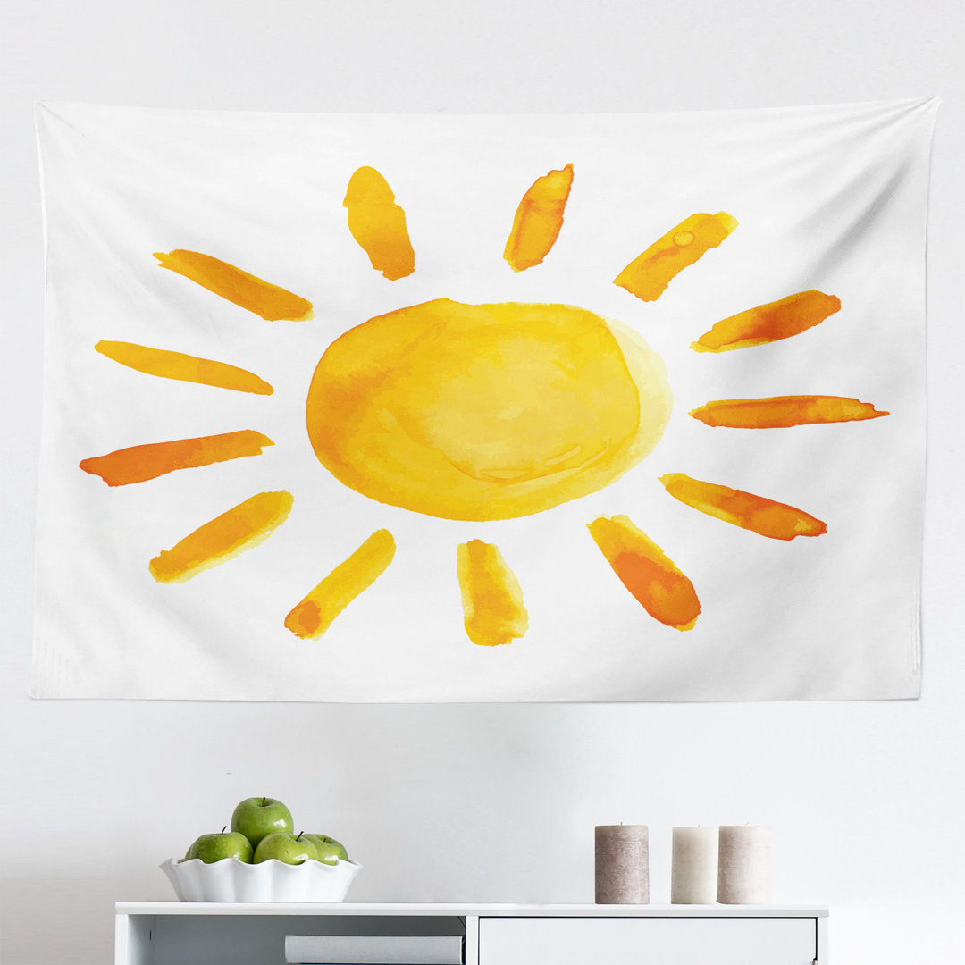 Wandbehang Sonne Illustration Aquarell Pinsel Malerei Stil Spielzimmer