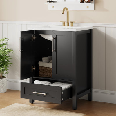 36" Bathroom Vanity with Sink, Freestanding Wood Cabinet with Storage Drawer & Soft Close Doors