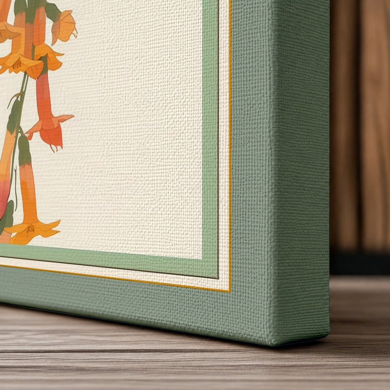 Bird Among Blossoms Botanical 1 Piece Wrapped Canvas Wall Art, 24x16 - 61.0 x 40.6 cm, Sage Border