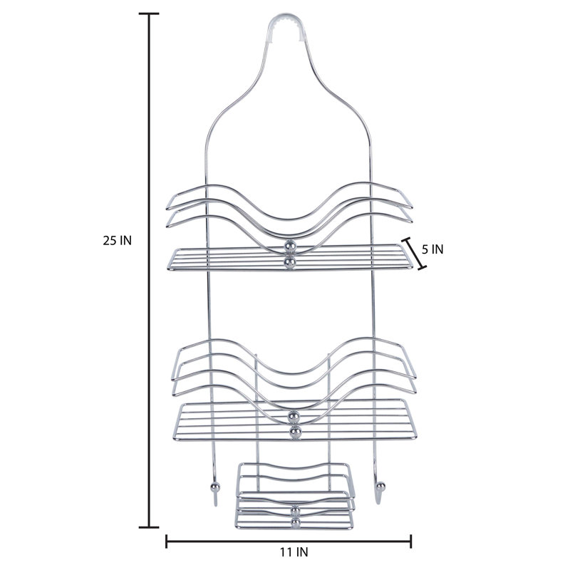 Chrome Ocean Wave Design Metal Hanging Shower Caddy