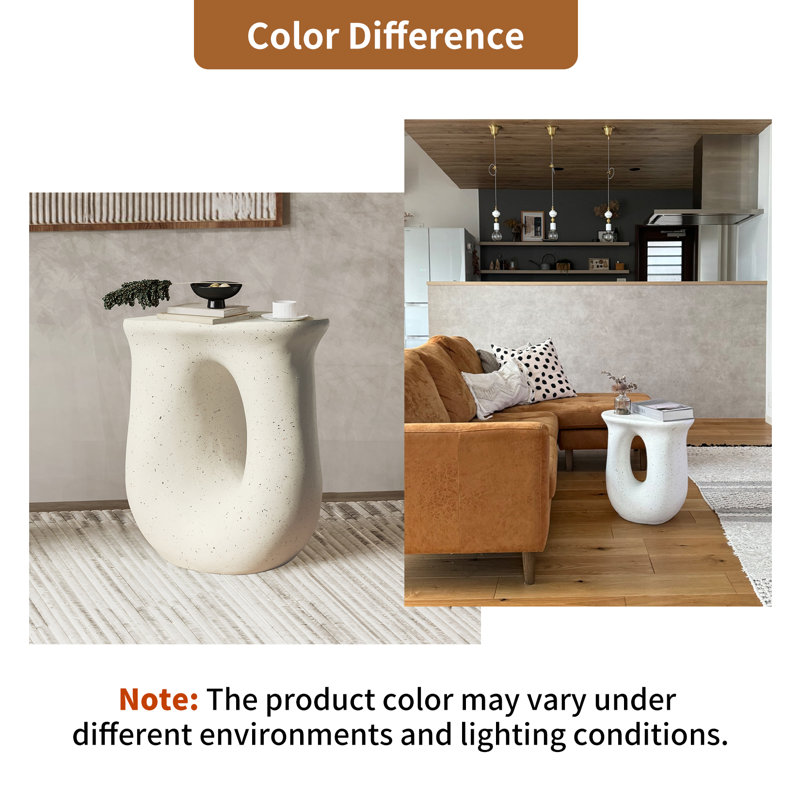 U-Shaped Concrete Side Table - Modern Accent Coffee Table