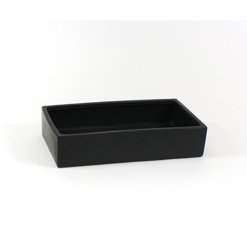 Vase de table rectangulaire long en céramique, Noir, H 3,3 po x l 16 po x p 9 po