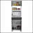 Pembrooke 2-Shelf 1-Drawer Microwave Pantry Cabinet in Smokey Oak, Combining Storage and Style for Modern Kitchens.