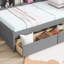 Twin Size L-Shaped Bookcases Bed With Power Outlets, USB Charging Ports,Two Drawers-1805542911-1805542904
