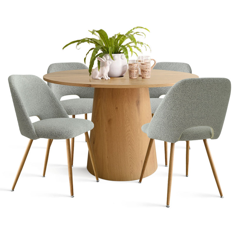 Daeb 5-Piece Round Dining Table Sets, Gray
