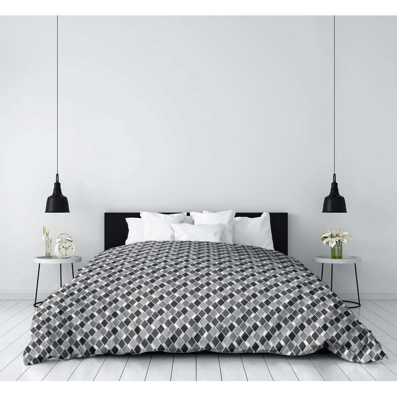 Housse de couette simple Katelyn Elizabeth, Housse de couette pour très grand lit, Gris / noir