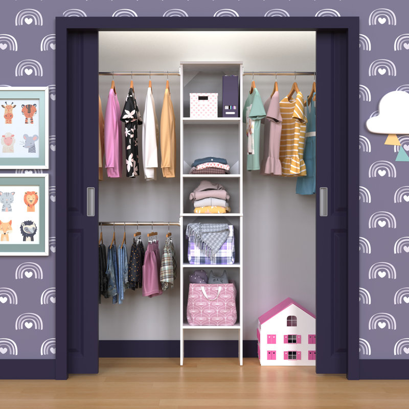 SuiteSymphony Wardrobe Starter Kit With Clothes Rails and Shelving fits Closets up to 274cm wide
