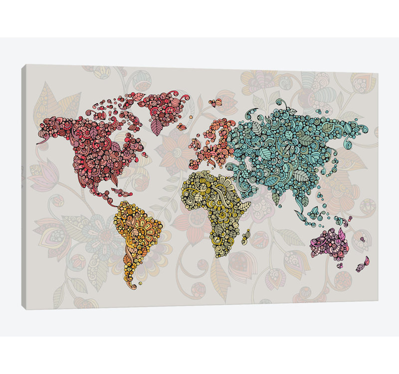 «Paisley World» par Valentina Harper, reproduction d'art graphique sur toile, H 16 po x l 24 po x P 1 po, Blanc