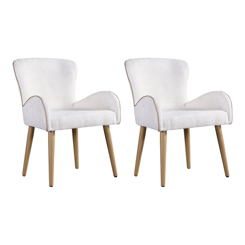 Fauteuil Mirjan Boucle en beige et chêne