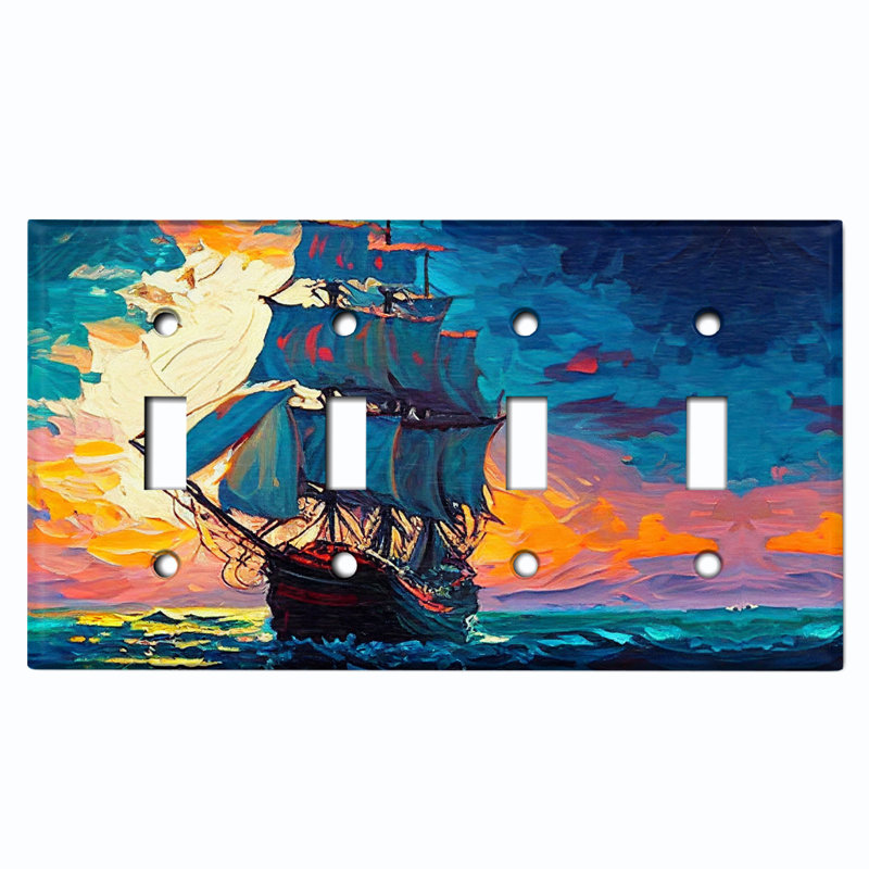Plaque murale d'interrupteur à bascule Rustic Sea Ship Boat