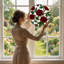 Panneau de vitrail 12 "H Roses rouges-690234709