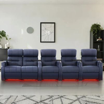Sofa Power Reclining Electricity Sofa Power Recliner Loveseat Chair Top Grain Leather Movie Chair Gaming Seat With USB Charging Tray Table Cup Holders by Orren Ellis
