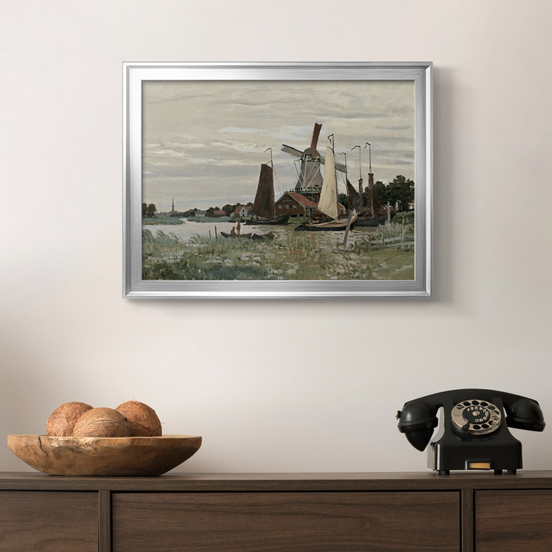 Moulin à vent à Zaandam - Claude Monet - Toile tendue avec châssis, 1871, 18,5 x 24,5, Toile avec cadre, Argent