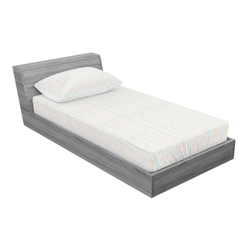 Microfiber Striped Sheet Set, Twin Sheet Set with Fitted Sheet, Beige/Blue Stripe