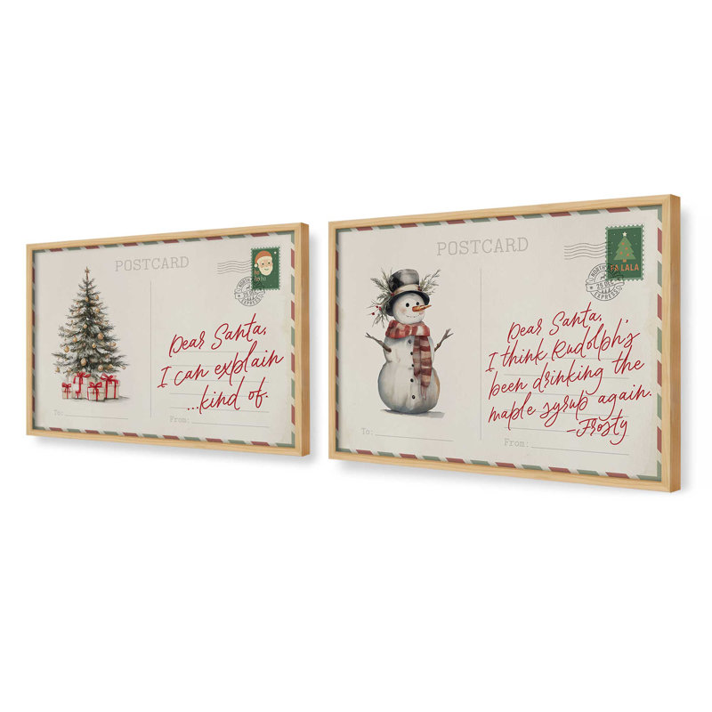 «Dear Santa Diaries», ensemble de 2 reproductions d'art, H 13,5 po x l 35 po, Érable américain