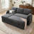 Convertible L-shaped Sofa With Pull-out Bed And Storage Chaise, Linen Gray-1703183689