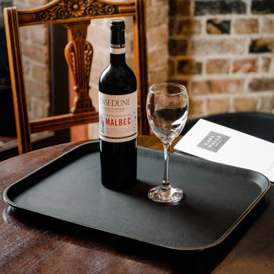 Argon Tableware - Rectangular Non-Slip Serving Trays - 45 x 35cm - Black