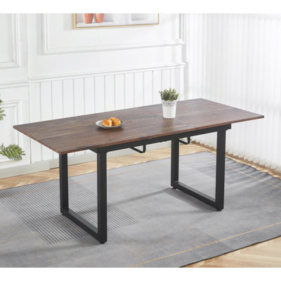 Square Extendable Dining Table With Metal Leg,Modern Space Saving Kitchen Table For Living Room(55.11"/ 70.86" L X 31.5" W X 29.5" H)