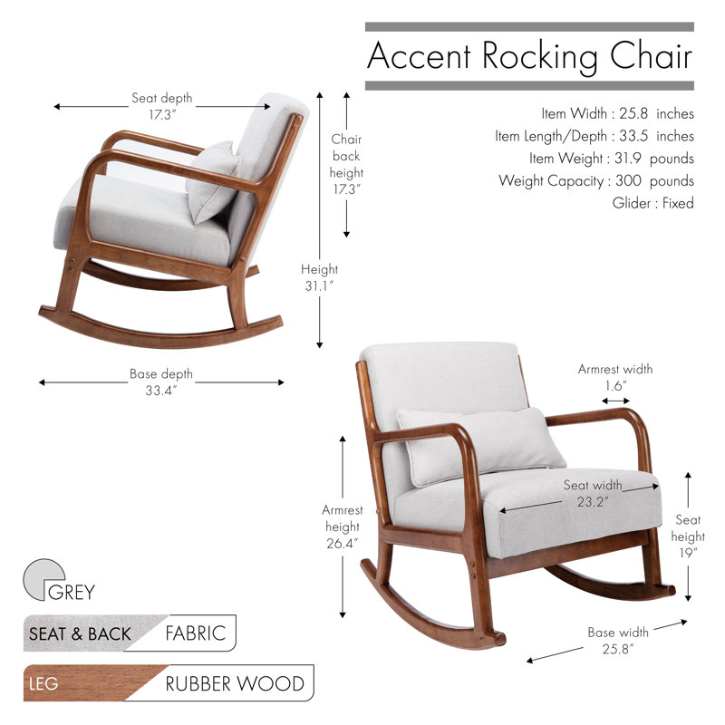 Alcone 65.5 cm Wide Rocking Armchair, Grey