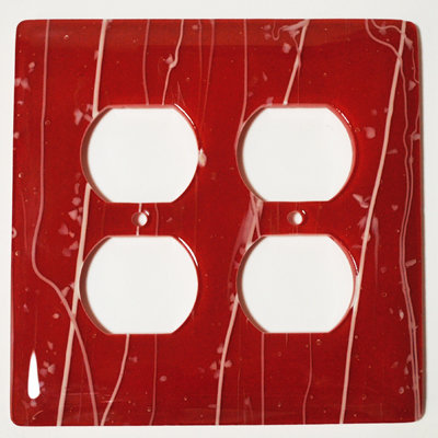 Red Glass 2-Gang Duplex Outlet Wall Plate