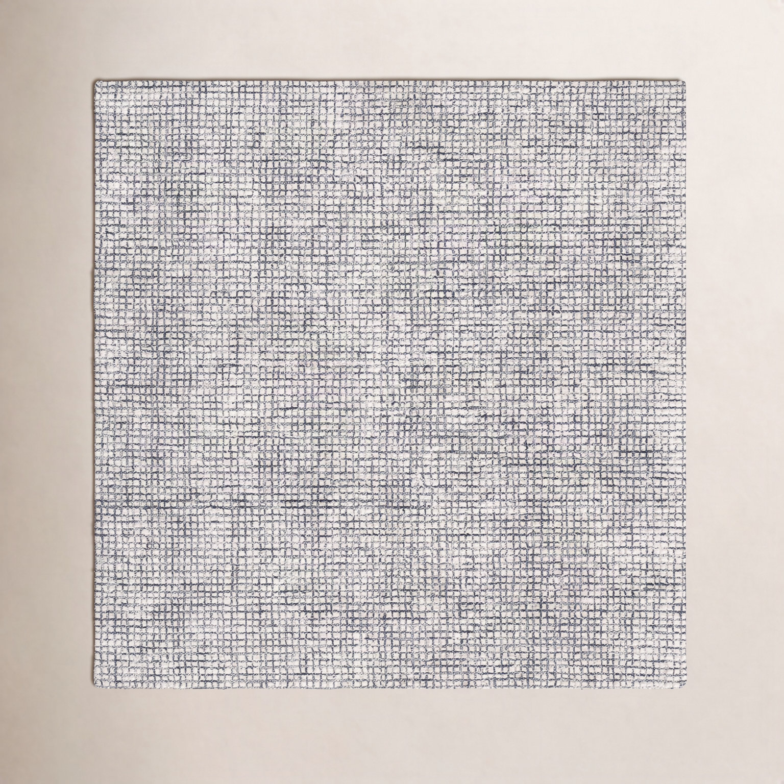 Rowe Ivory Black Hand-Tufted Checkered Rug, Square 8'