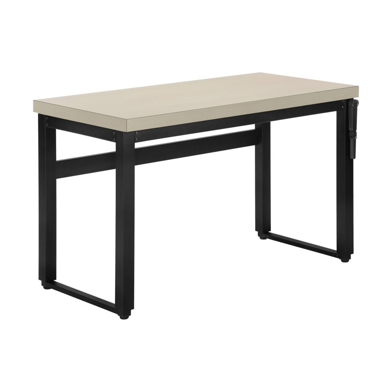 Bureau d'ordinateur, bureau personnel, debout, réglable, L 48 po, travail, ordinateur portable, stratifié beige, métal noir, contemporain, moderne