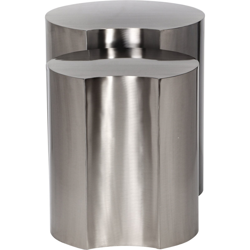 Ismah Iron Top End Table Set, Silver, 18" H x 28" W x 15.75" D