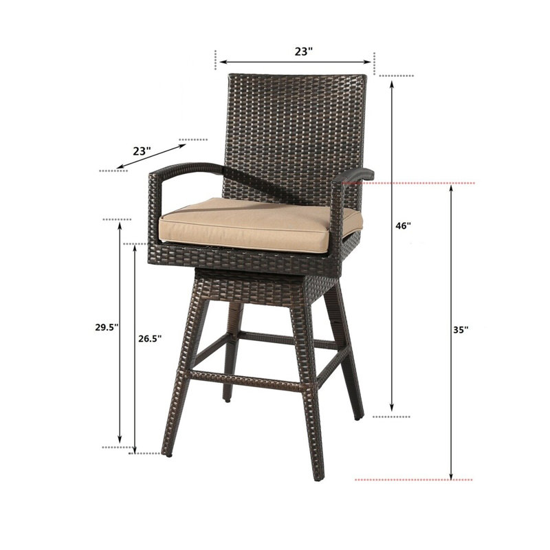 Swivel 29.5'' Patio Bar Stool (Set Of 2)