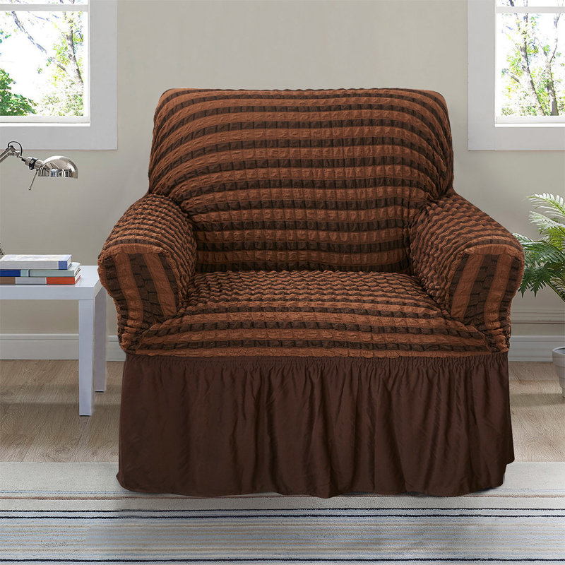 Box Cushion Sofa Slipcover, Coffee, 40" H x 55" W x 90" D