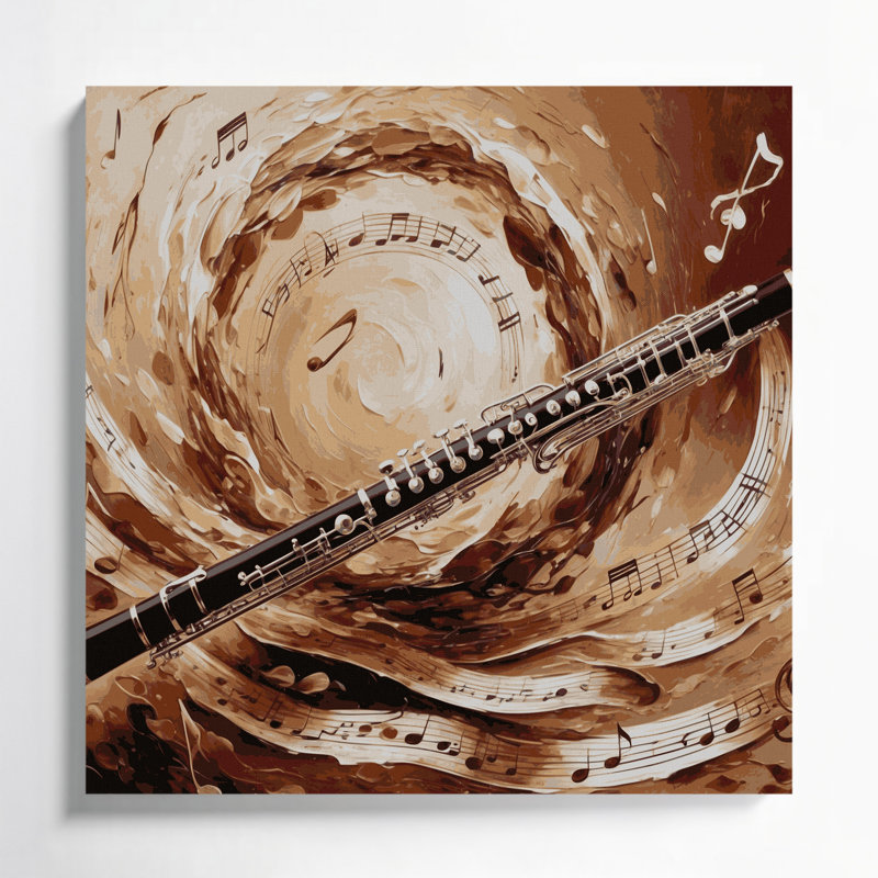 «Music Bassoon Brown», art mural sur toile, H 12 po x l 12 po
