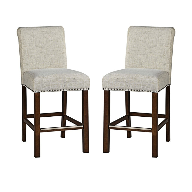 Chaise de comptoir rembourrée (ensemble de 2), Beige