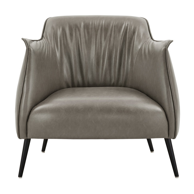 Fauteuil demi-tonneau en faux cuir Rangins, Gris