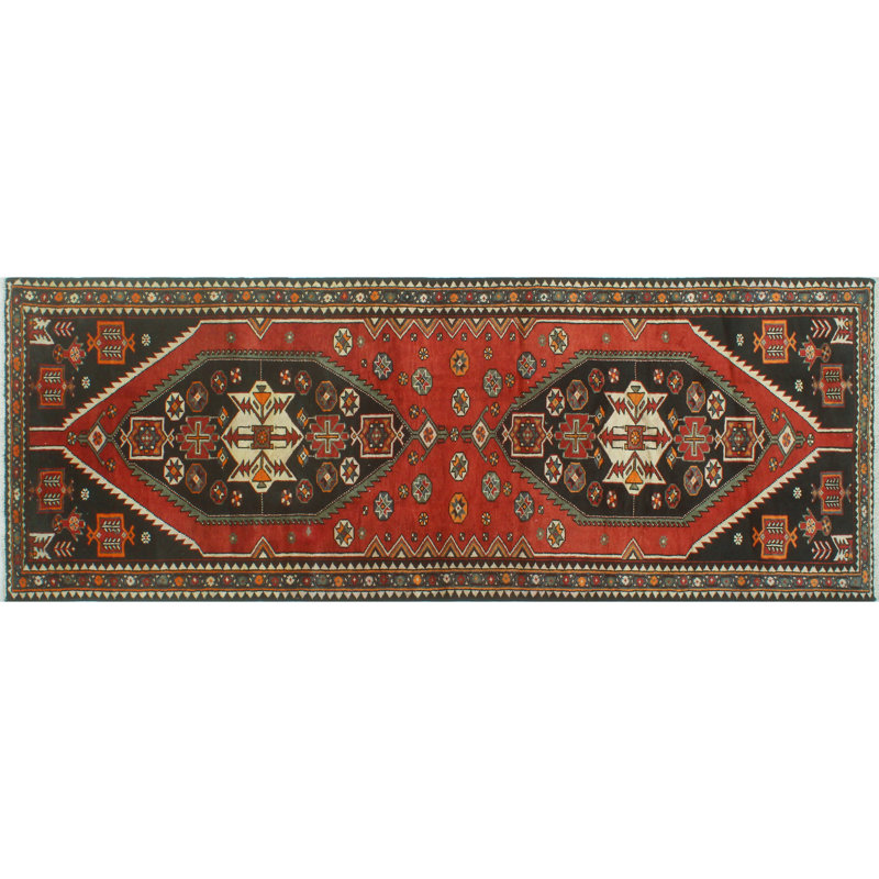 Tapis noir / brun / rouge unique 3 pi 9 po x 10 pi 6 po Adyant Adyant