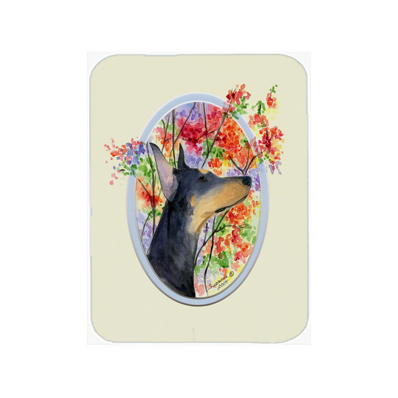 Planche à découper en verre East Urban Home Doberman and Flowers