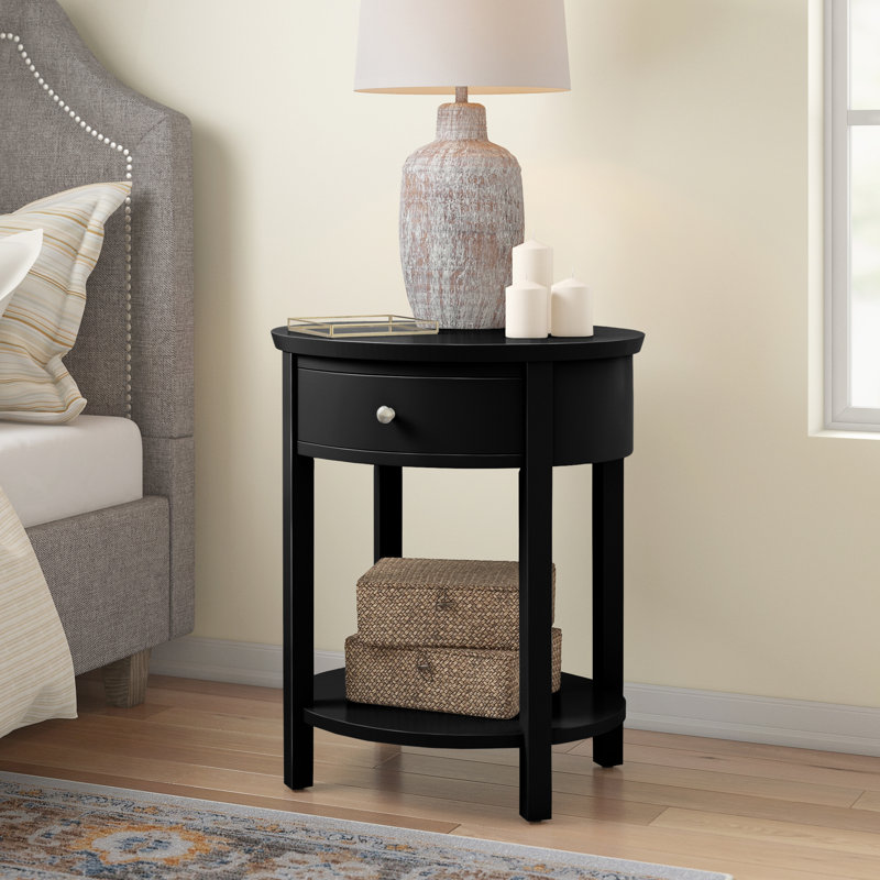 Zaheed End Table with Storage, Black