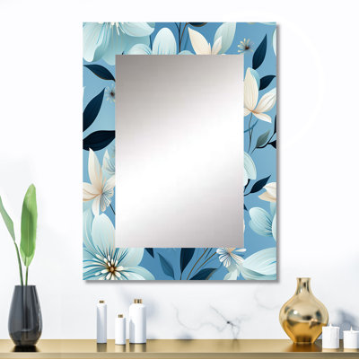 Motif floral Bealer Blue Coastal Harmony - miroir décoratif floral, miroir mural floral, impression d'art en métal