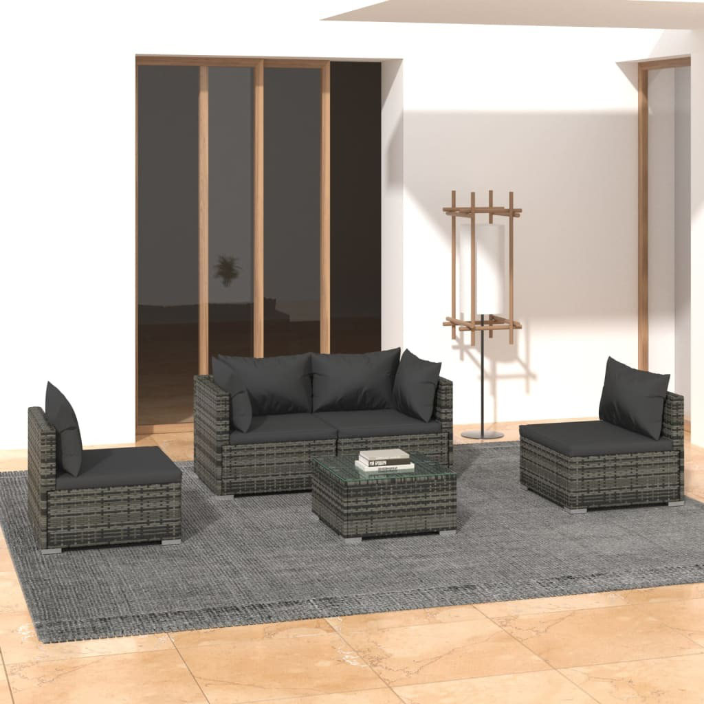 4-Sitzer Lounge-Set Jessie-Mai aus Polyrattan mit Polster