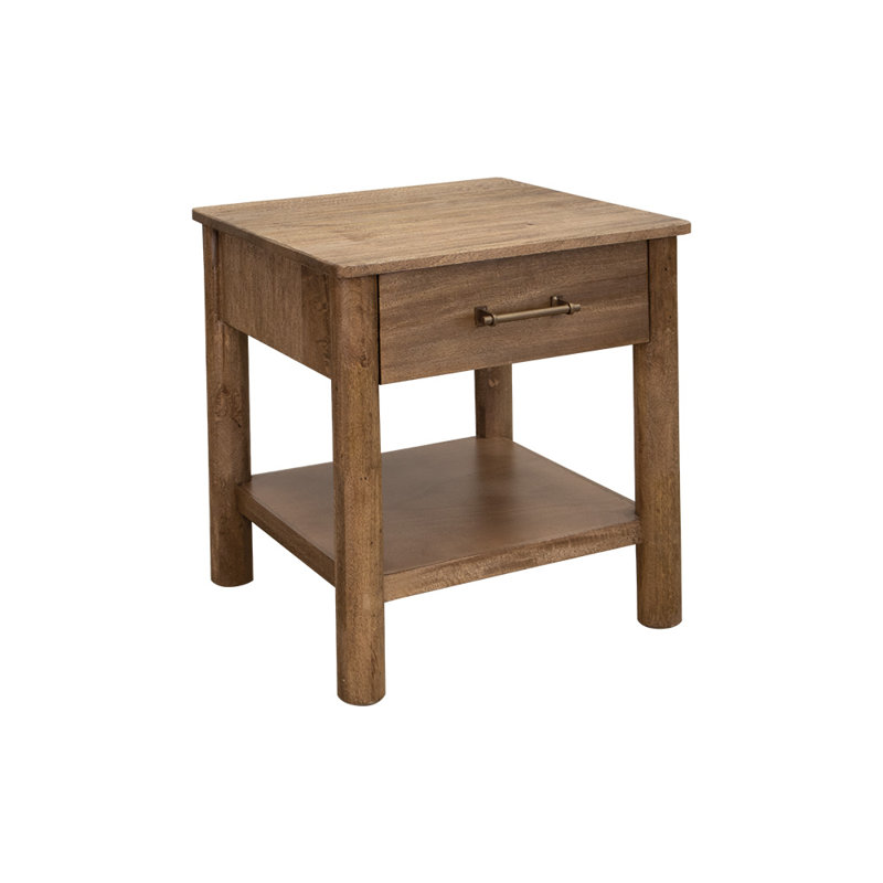 Quinn Solid Wood End Table with Storage, 25.5" H x 23.5" W x 23.5" D