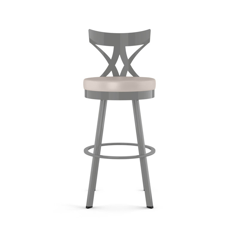 Tabouret de bar et de comptoir pivotant Amalja, Gris lustré, Tabouret de comptoir (assise de 26 po de hauteur), Crème