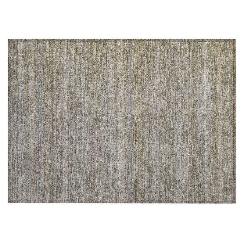 Machine Washable Indoor/Outdoor Xhevrie Khaki Rug, Rectangle 1'8" x 2'6"