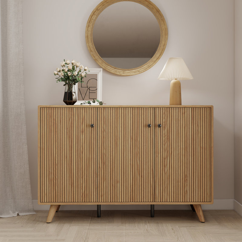 Buffet Oliver 46,65 "avec 3 portes pour le salon, la salle à manger, la cuisine, le couloir, Chêne