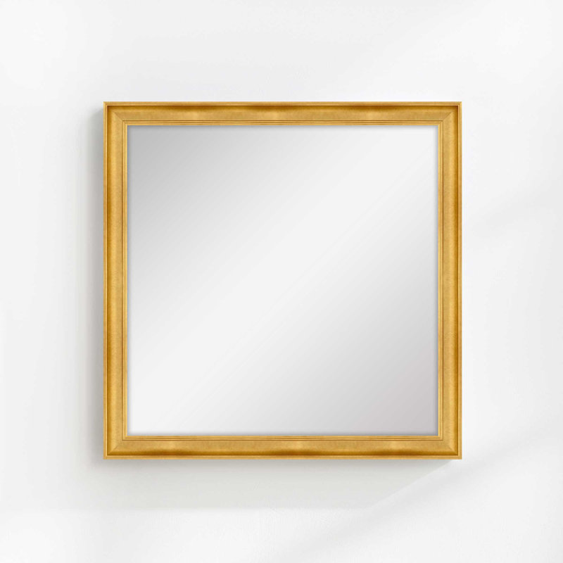 Eleganza Solid Wood Flat Mirror, Gilded Gold, 41.5" x 41.5"