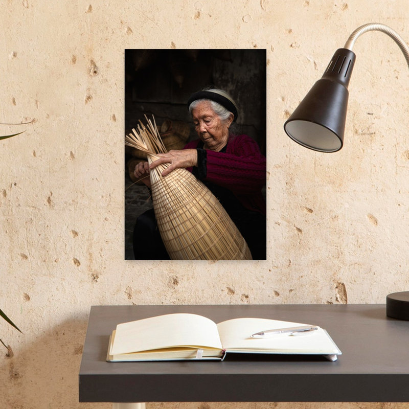 Elderly Artisan Weaving Traditional Bamboo Wall Art Print 1 Piece Wrapped Canvas Wall Art, 45.72cm H x 30.48cm W