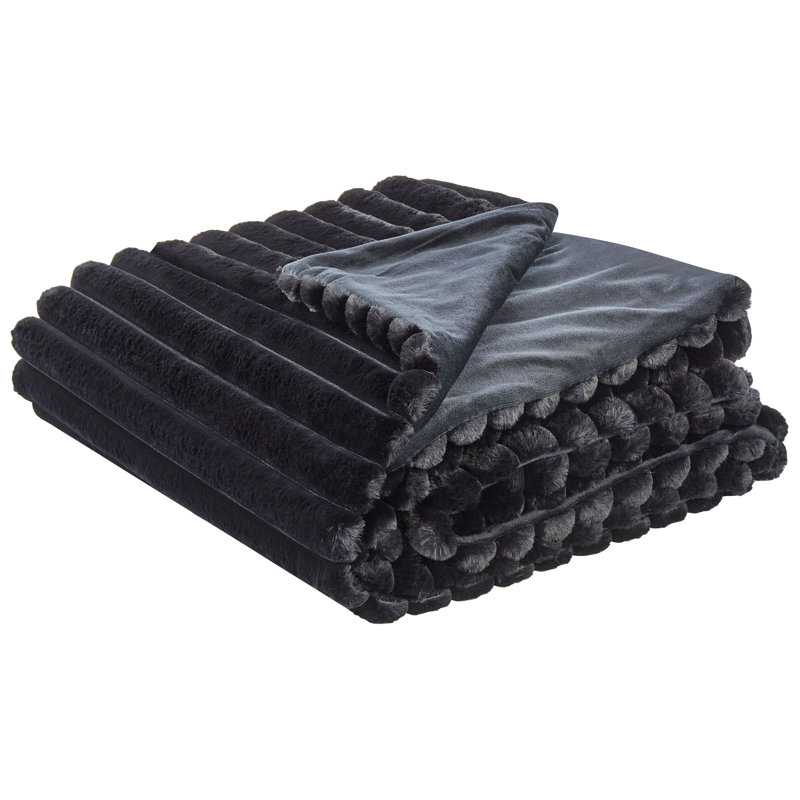 RAKYA Polyester Striped Bedspread, Black
