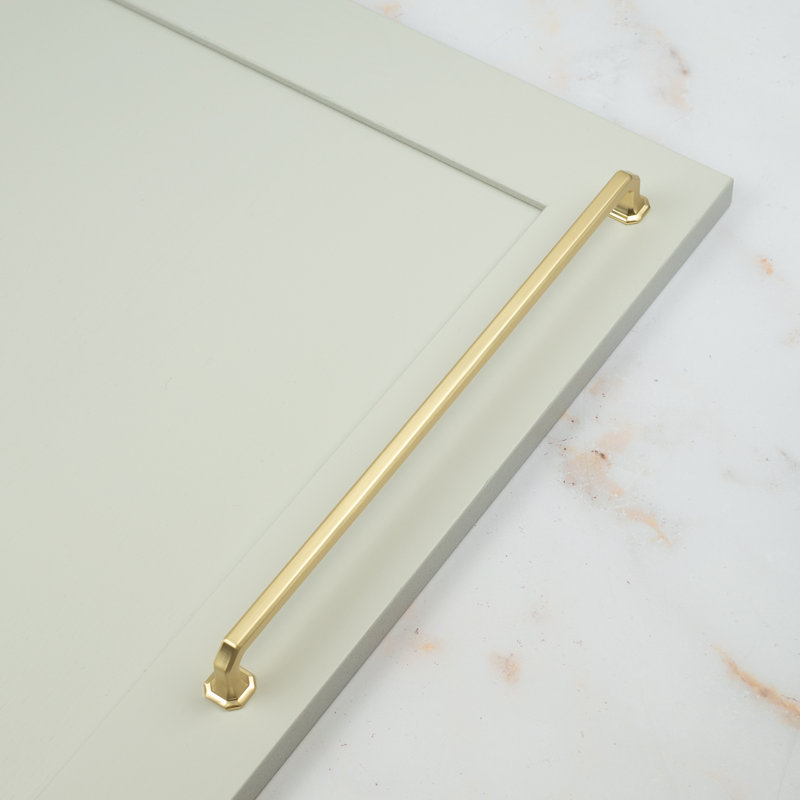 Satin Brass Octagon D-Bar Handles & Coordinating Knob, 320mm Handle