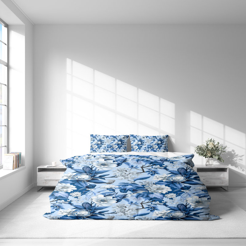 Floral Duvet Cover, King Duvet Cover + 2 King Pillowcases