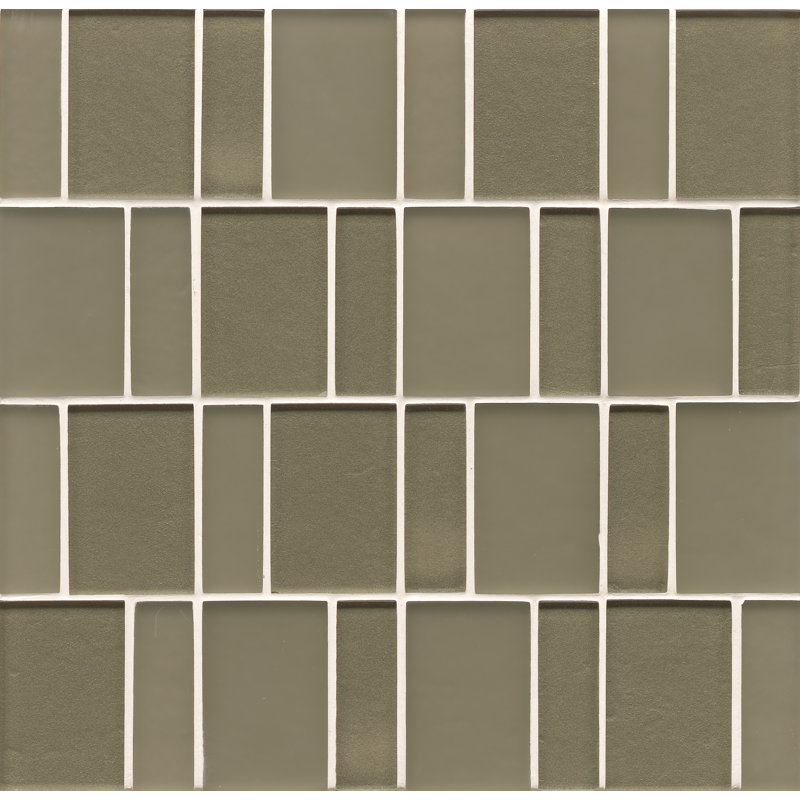 Manhattan Random Sized Glass Mosaic Wall Tile, Verdant